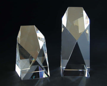 Avalon Tower Crystal Award customizable with texts and logos, pentagon crystal award pillar engraved